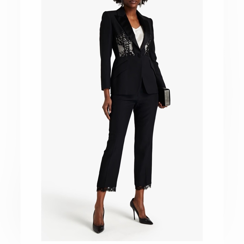 NWOT Chic Black Women's Blazer with Lace Accents - Picture 2 of 5